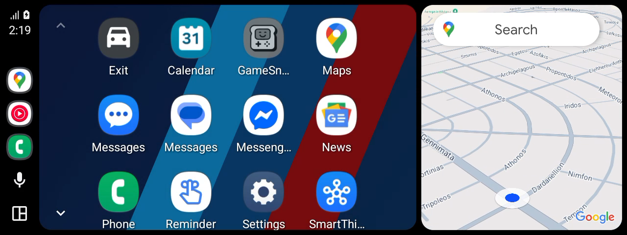Android Auto app drawer and Maps running on NBT EVO